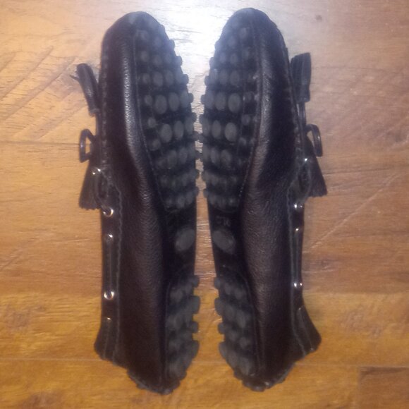 Coach - Women's 7.5 B - Black Leather Driving Loafers Tassel Comfortable Shoes - Picture 3 of 8